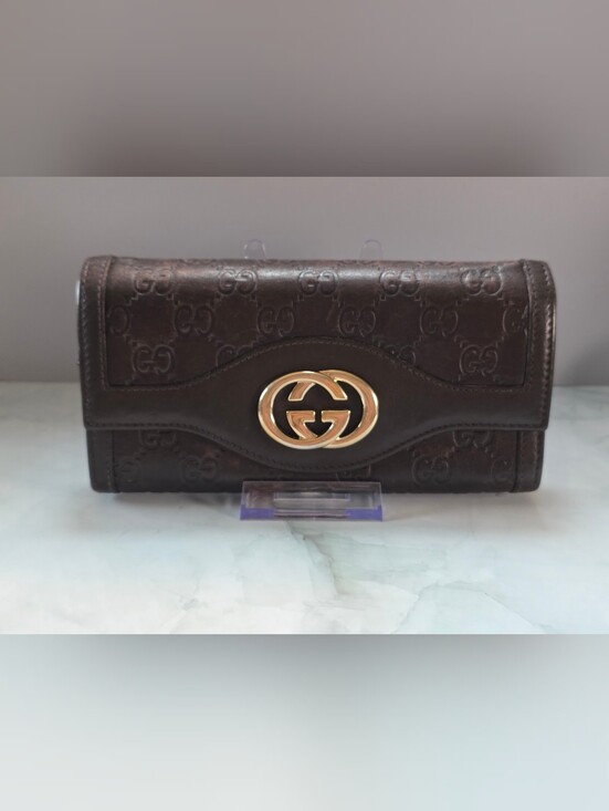 Gucci Handbags - Gucci Guccissima Interlocking GG Continental Wallet Brown